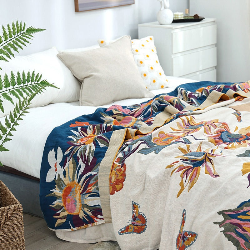 Pure Cotton Multi-Layer Gauze Blanket(Classic A, 150 cm x 200 cm) - Lightweight, Ultra-Breathable, and Moisture-Wicking Summer Quilt for Hot Sleepers