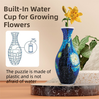 160 PCS Van Gogh 3D Puzzle Vase - DIY Interlocking Flower Vase Kit, Home Decorative and Toy Gift for Women