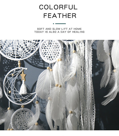 5-Piece Bohemian Handmade Dreamcatcher Wall Hanging Set (Pink) - Nordic Style Feather Room Decor with Premium Gift Box