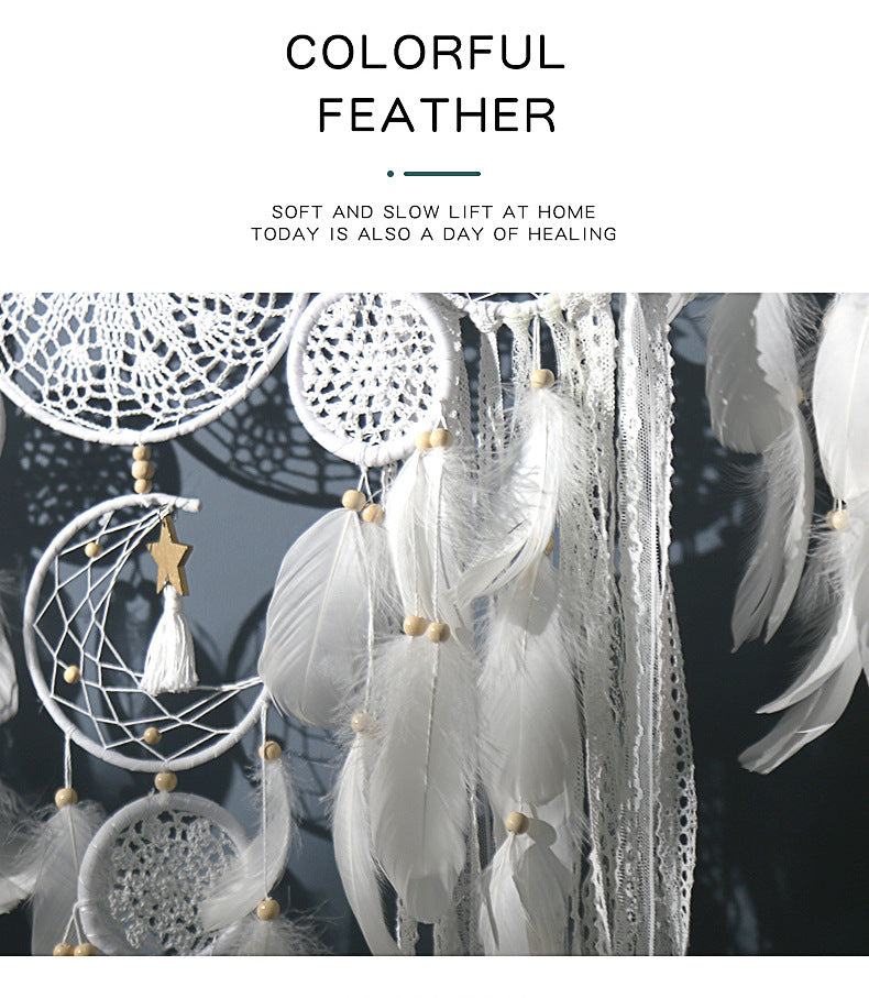 5-Piece Bohemian Handmade Dreamcatcher Wall Hanging Set (Black) - Nordic Style Feather Room Decor with Premium Gift Box