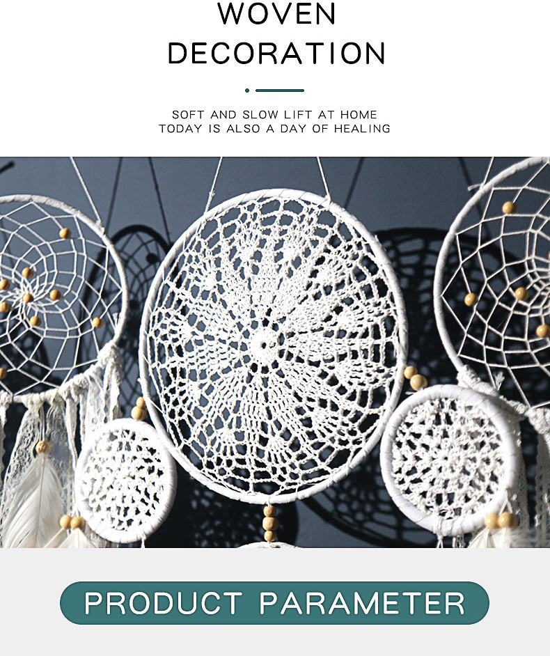 5-Piece Bohemian Handmade Dreamcatcher Wall Hanging Set (Black) - Nordic Style Feather Room Decor with Premium Gift Box