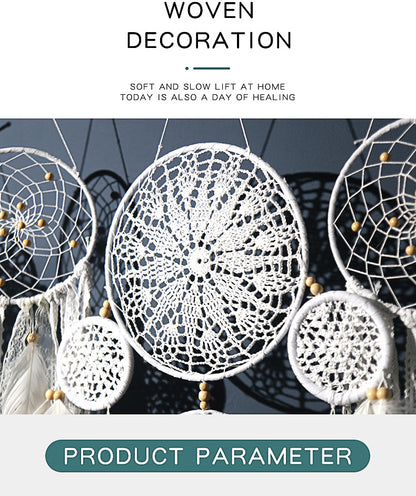 5-Piece Bohemian Handmade Dreamcatcher Wall Hanging Set (Black) - Nordic Style Feather Room Decor with Premium Gift Box