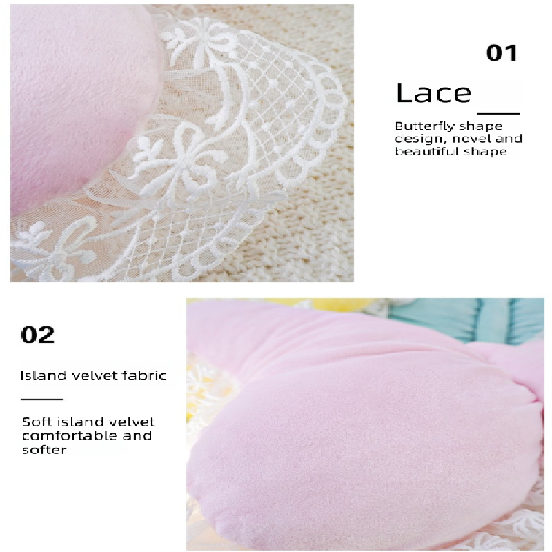 Brown Elegant Butterfly Lace Throw Pillow 60x45cm Soft Decorative Cushion for Sofa Bedroom Office and Car Comfort Backrest Accessory