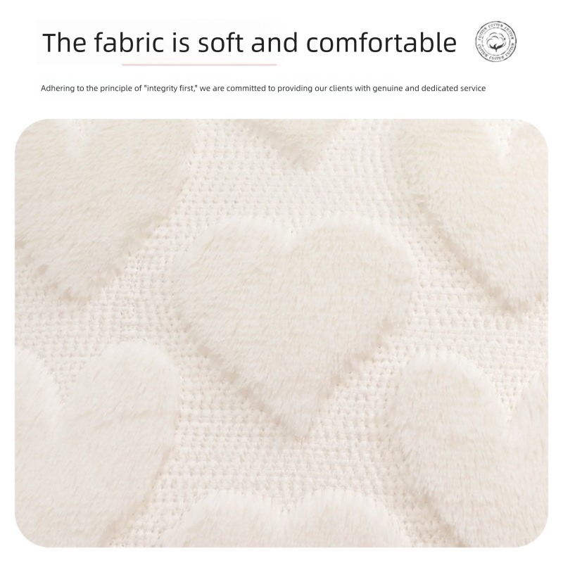 2-PCS White 45x45cm Heart Pattern Plush Pillow Cover with Insert – Soft Textured Decorative Cushion for Living Room or Bedroom