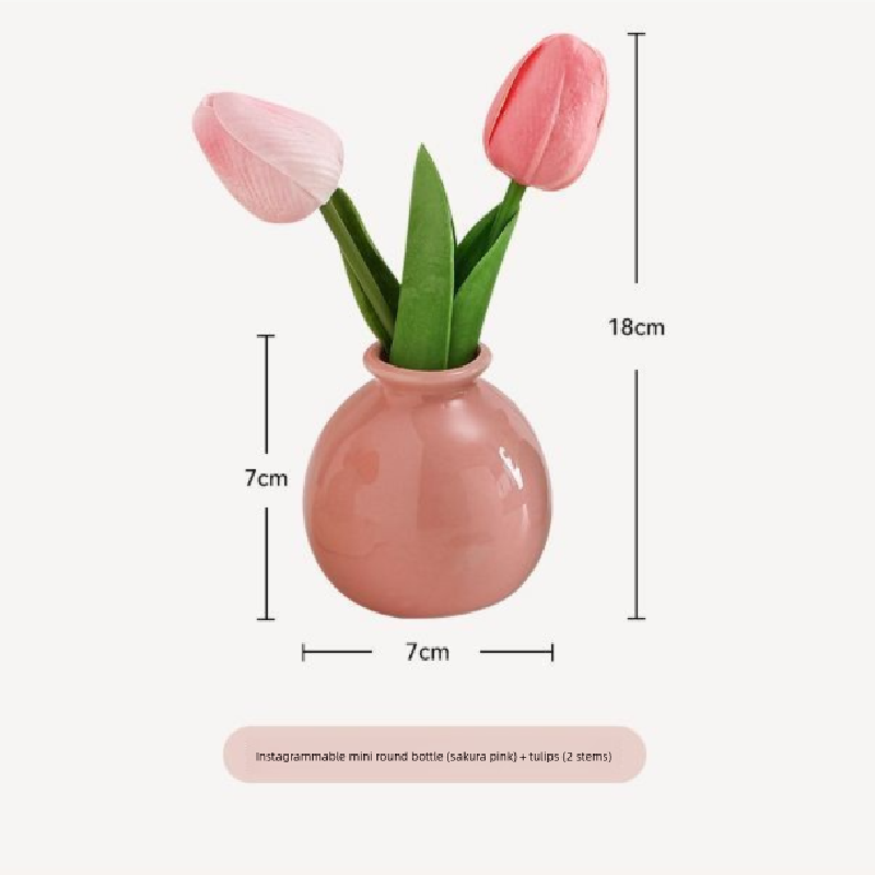 Ceramic Vase with Hydrangea Artificial Flowers Set – Mini Decorative Pot for Home Living Room or Desk Display