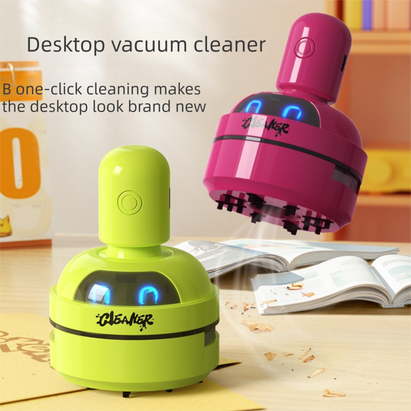 Red Compact Desktop Vacuum Cleaner – Rechargeable Mini Dust Collector for Eraser Shavings, Pencil Shavings, Paper Scraps, and Fine Debris