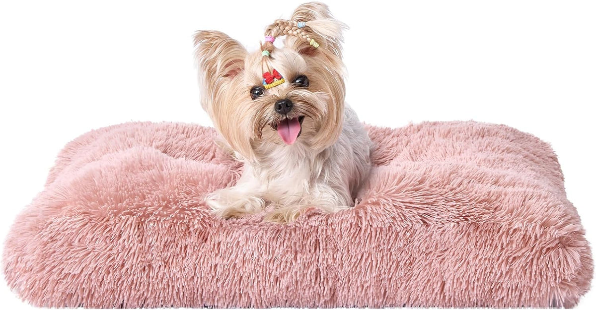 Luxury Long Plush Pet Bed Mat Faux Fur Crate Pad 125x85cm Pink XXXL Soft Warm Cushion for Giant Breeds