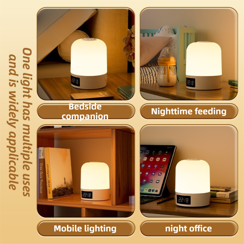 Smart Digital Clock Night Light - Remote Dimmable Bedside Lamp & Sleep Aid for Nursery, Feeding & Bedroom (K2021)