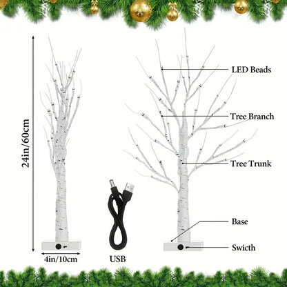 144 LEDS Birch Tree Lamp with Bendable Branches Style - Warm White Romantic Decorative Night Light Decor