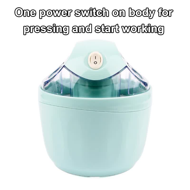Blue 500ML Compact Electric Ice Cream Maker - Portable Quick Iced Drink Bucket & Soft Serve Machine with Rapid 15-Min Freezing