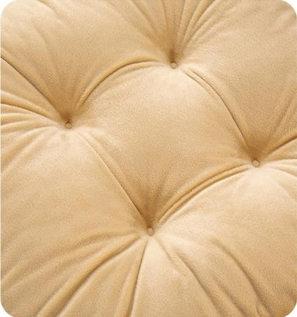 Grey Plush Tufted Chair Cushion – 45x45cm Square Seat Pad with Ties for Dining & Office (Machine Washable)