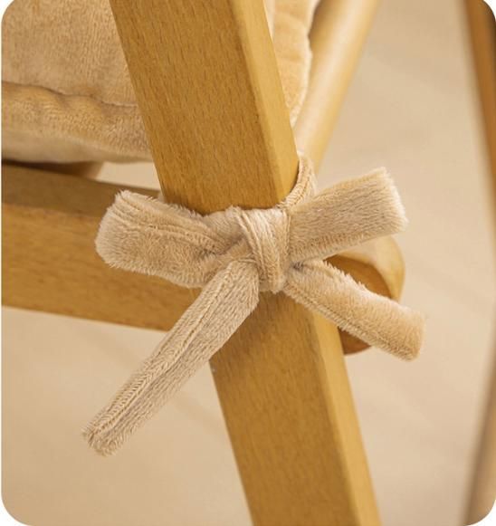 Grey Plush Tufted Chair Cushion – 45x45cm Square Seat Pad with Ties for Dining & Office (Machine Washable)