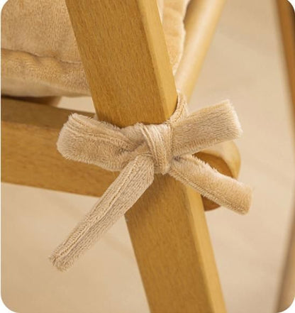Grey Plush Tufted Chair Cushion – 45x45cm Square Seat Pad with Ties for Dining & Office (Machine Washable)