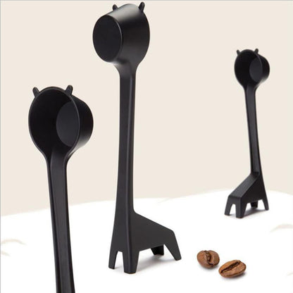 Giraffe-Shaped Coffee Scoop Set of 10 in Black ABS Plastic for Precise Coffee Grounds Measurement