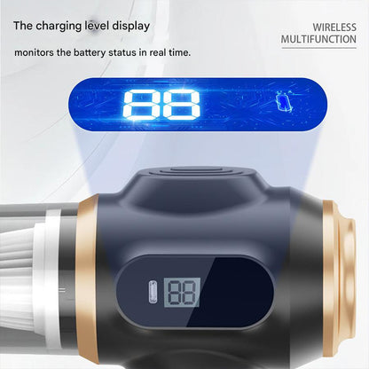 Black Portable Wireless Car Vacuum Cleaner – Powerful Suction for Car and Home Use with Dual-Function Air Blower(2000MHA)