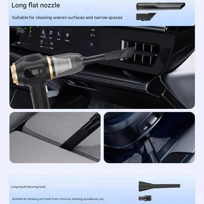 Black Portable Wireless Car Vacuum Cleaner – Powerful Suction for Car and Home Use with Dual-Function Air Blower(2000MHA)