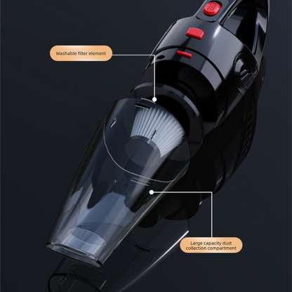 Black Portable Cordless Vacuum Cleaner – High-Power Lithium Battery with Strong Suction for Car and Home Use