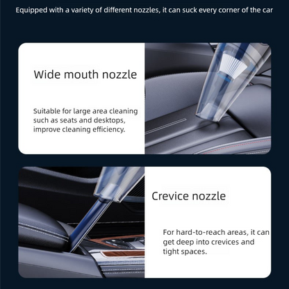 Black Portable Cordless Vacuum Cleaner – High-Power Lithium Battery with Strong Suction for Car and Home Use