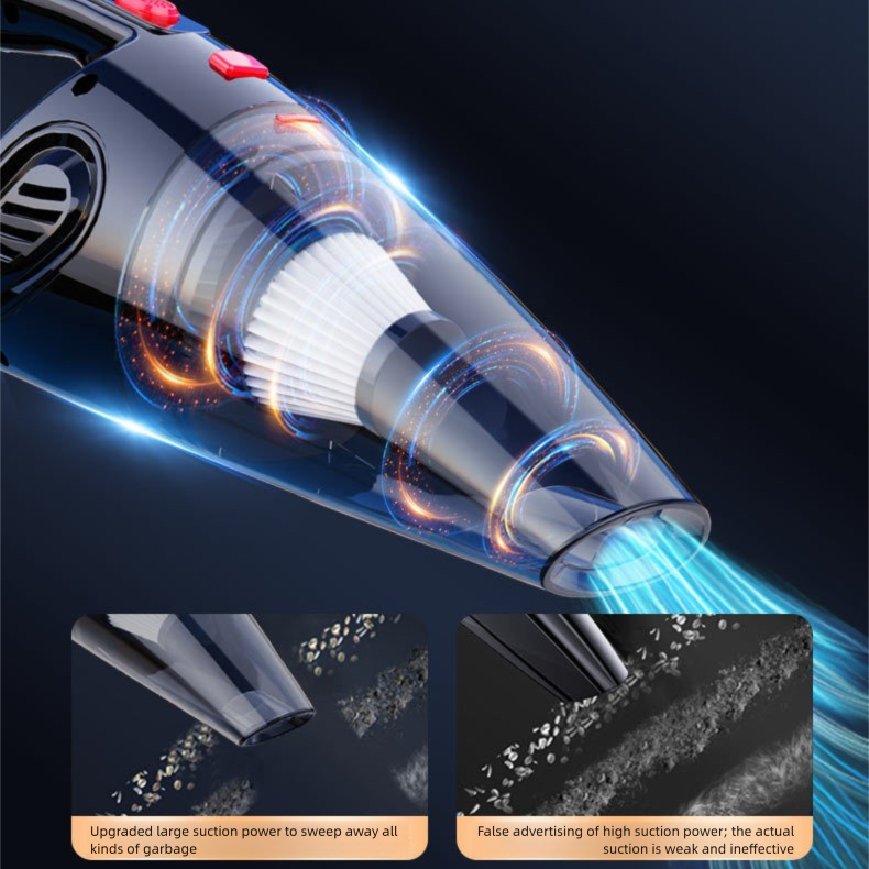 Piano lacquer black Portable Cordless Vacuum Cleaner – High-Power Lithium Battery with Strong Suction for Car and Home Use
