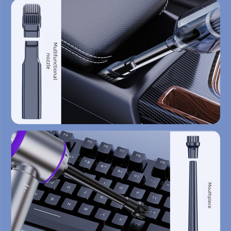 Gun Black Wireless Handheld Vacuum Cleaner with Blow, Suck, Inflate, and Pump Functions – Brushless Motor, Type-C Charging, 6000mAh Battery