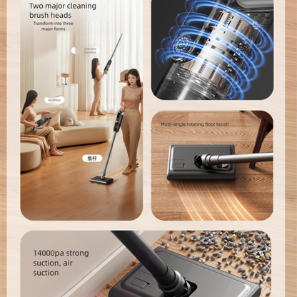 White Wireless Stick Vacuum Cleaner with 14000Pa Suction, HEPA Filter & 350ml Water Tank for Wet Dry Cleaning, Ideal for Home Use