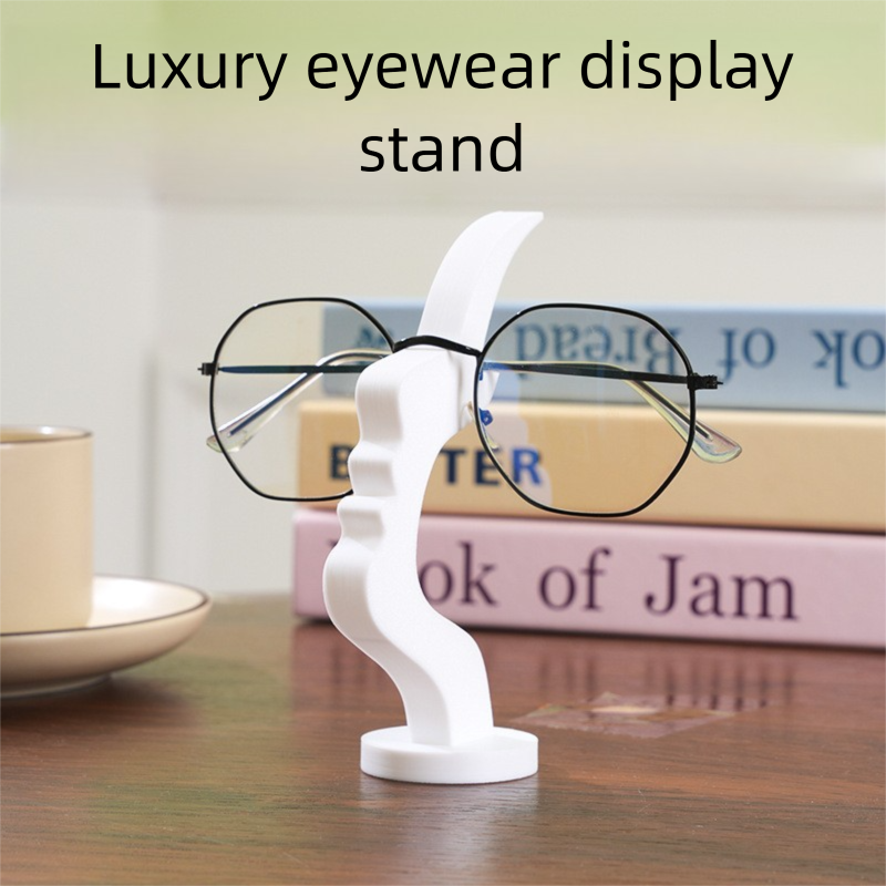 2-Pack White Desktop Eyeglass Holder – Minimalist Design for Home or Office, Stable Display Stand with Rounded Base