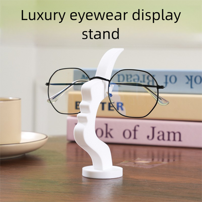 Black and white two pieces Desktop Eyeglass Holder – Minimalist Design for Home or Office, Stable Display Stand with Rounded Base