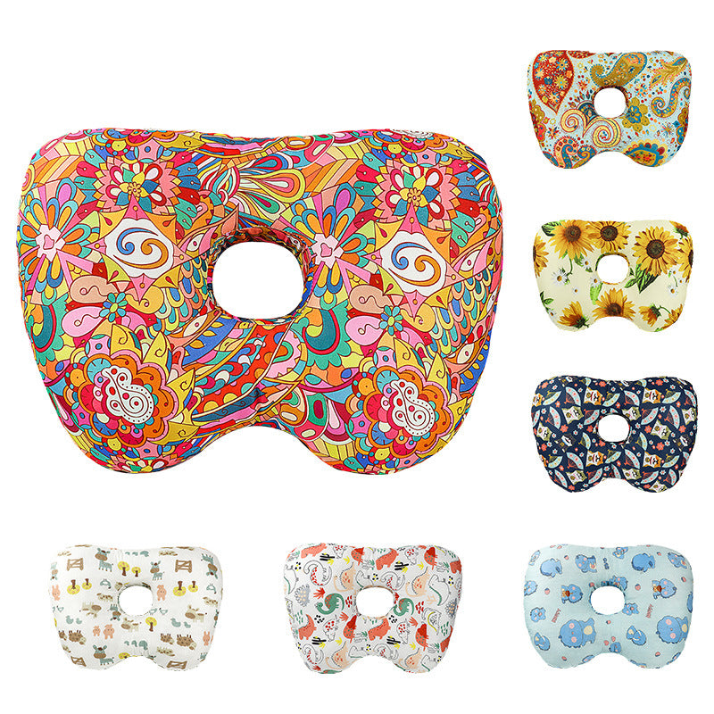 Rainbow Flower Hollow Ear Support Pillow – Adjustable Side Sleep Neck Cushion with PP Cotton Filling and Breathable Fabric