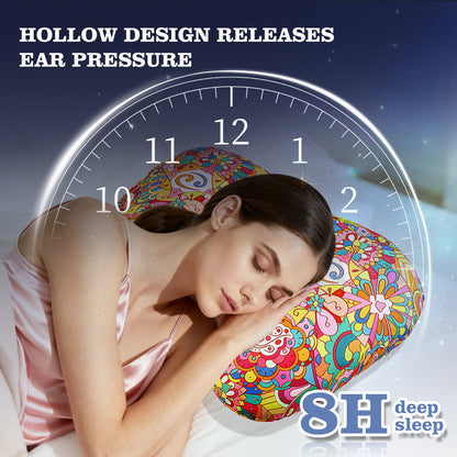 Rainbow Flower Hollow Ear Support Pillow – Adjustable Side Sleep Neck Cushion with PP Cotton Filling and Breathable Fabric