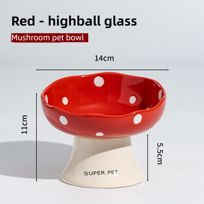 Red and Yellow Elevated 15° Tilted Ceramic Cat Bowl - Anti-Chin Acne Glaze Finish, Non-Slip Weighted Base & Neck Protection Pet Feeder