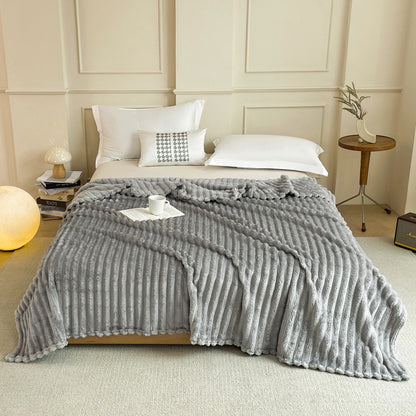 2-Pack Grey Ultra-Soft Faux Rabbit Fur Plush Sofa Cushion & Bedding Blanket(150 x 200 CM + 200 x 230 CM) - Luxury Double-Sided Thickened Winter Fleece