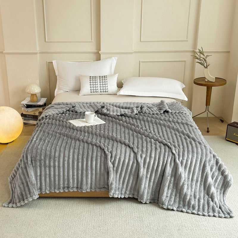 Grey 180 x 200 CM Ultra-Soft Faux Rabbit Fur Plush Sofa Cushion & Bedding Blanket - Luxury Double-Sided Thickened Winter Fleece