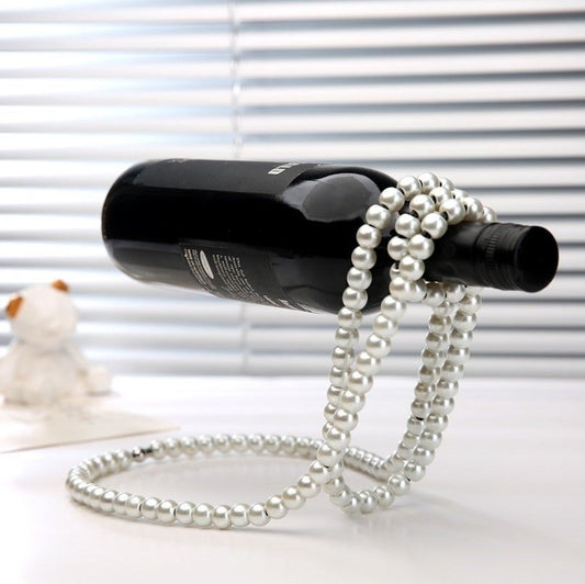 White Luxury Pearl Floating Wine Rack - Creative Gravity-Defying Wine Bottle Holder, Minimalist Entryway Accent and Unique Gift Idea