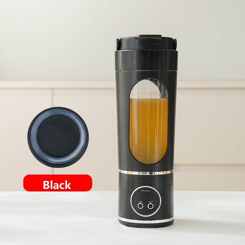 Black 3.7V Portable Blender 700ml Wireless Juicer Cup - 12 Blade USB Rechargeable Smoothie Maker with LED Display - Personal Fruit Mixer with Safety Lock - BPA Free Travel Blender for Home Office Outdoor