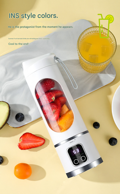 Purple 7.4V Portable Blender Smoothie Maker 450ml Wireless Rechargeable Juicer Cup with 12-Blade Stainless Steel Cutter, LED Digital Display, USB Charging Personal Blender for Travel Gym Office Home