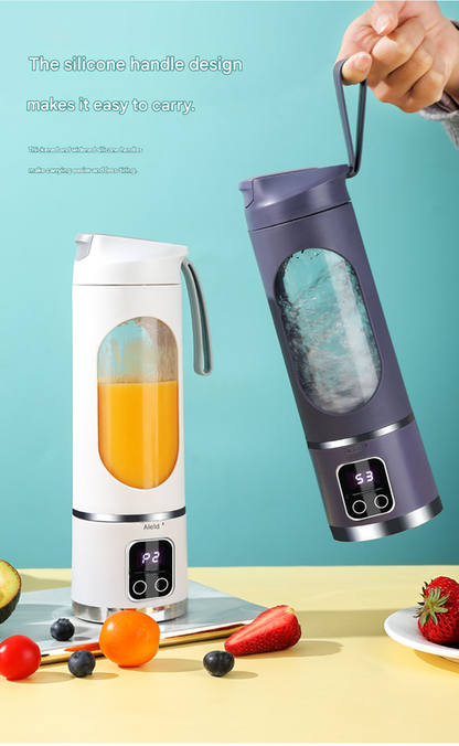 Purple 7.4V Portable Blender Smoothie Maker 450ml Wireless Rechargeable Juicer Cup with 12-Blade Stainless Steel Cutter, LED Digital Display, USB Charging Personal Blender for Travel Gym Office Home