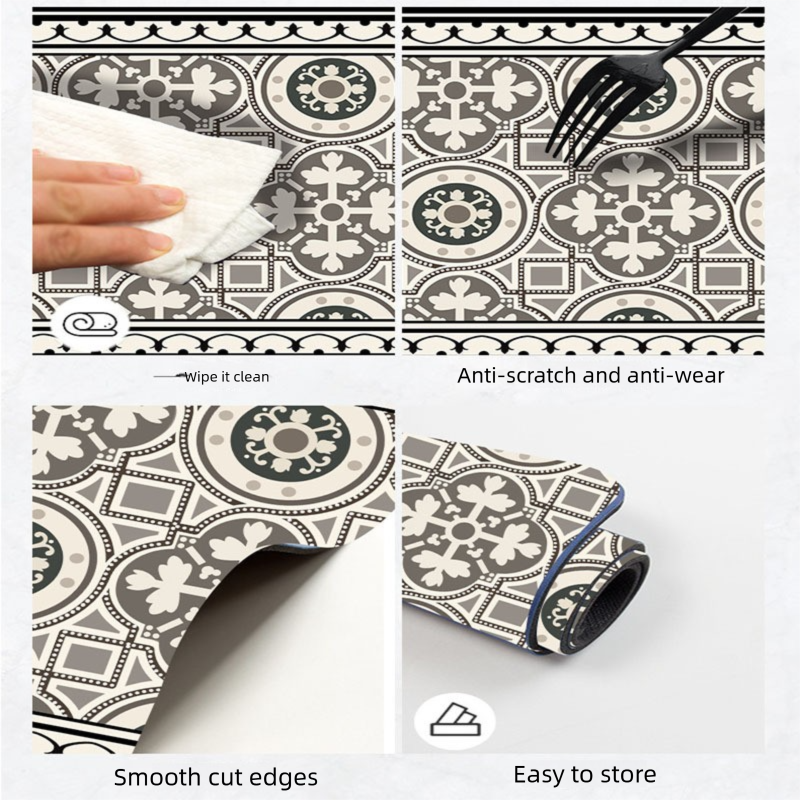 Diatom Mud Kitchen Counter Mat - Quick Dry Absorbent Non-Slip Draining Pad for Sink Benchtop 50cm x 80cm(Watching the ice flowers in winter)