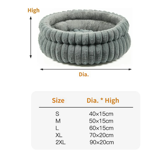 White Plush Round Pet Bed with Gap Entry & Removable Cushion S Size - Thickened Warm Anti Slip Cats and Dogs Donut Nest for All Seasons, Cozy and Soft Sleeping Bed for Home Use, M Size 50*50*15CM