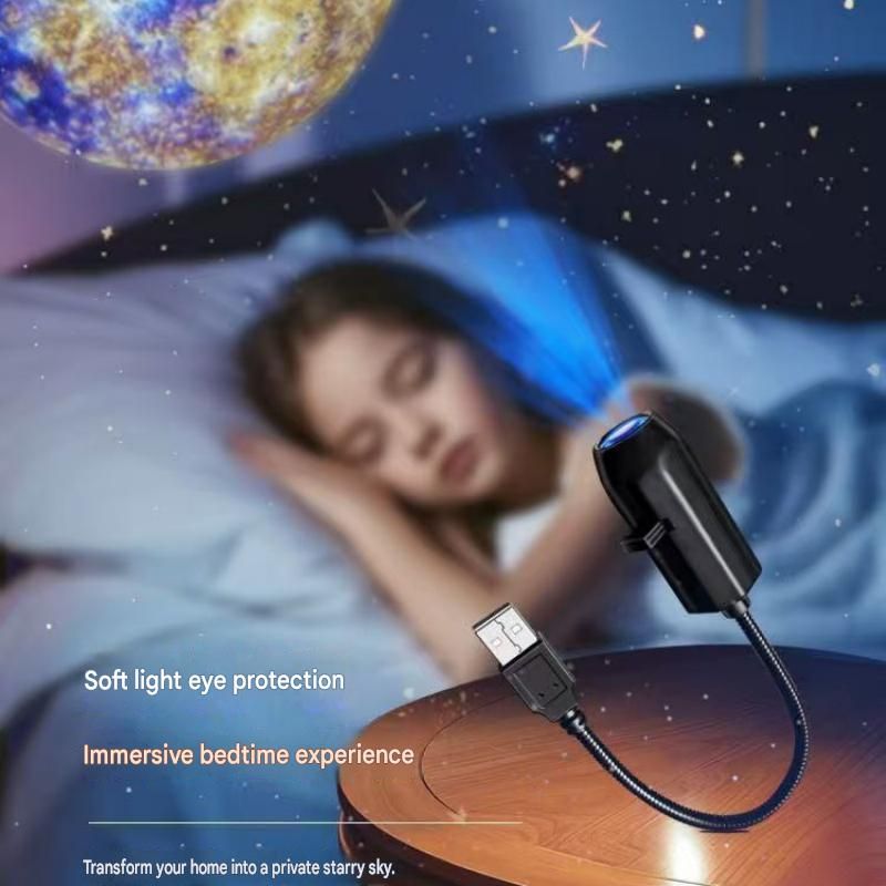 Black USB bedroom Projector Night Light –4-piece set Christmas-themed patterns Rotating LED Lamp, Bedroom Atmosphere Romantic Room Decor Projection Light