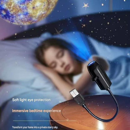 Black USB bedroom Projector Night Light –4-piece set Christmas-themed patterns Rotating LED Lamp, Bedroom Atmosphere Romantic Room Decor Projection Light