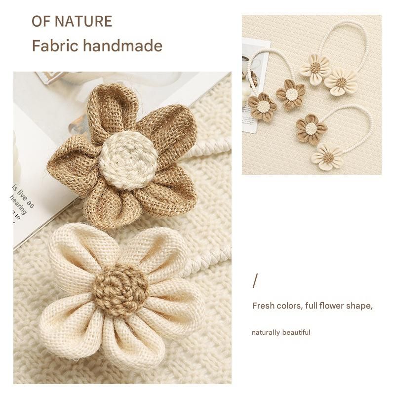 Beige Rustic Flower Curtain Tiebacks Set of 2, Handcrafted Fabric Daisy Curtain Holdbacks, No Drill Flexible Curtain Rope Buckles, Farmhouse Curtain Accessories for Sheer and Blackout Curtains