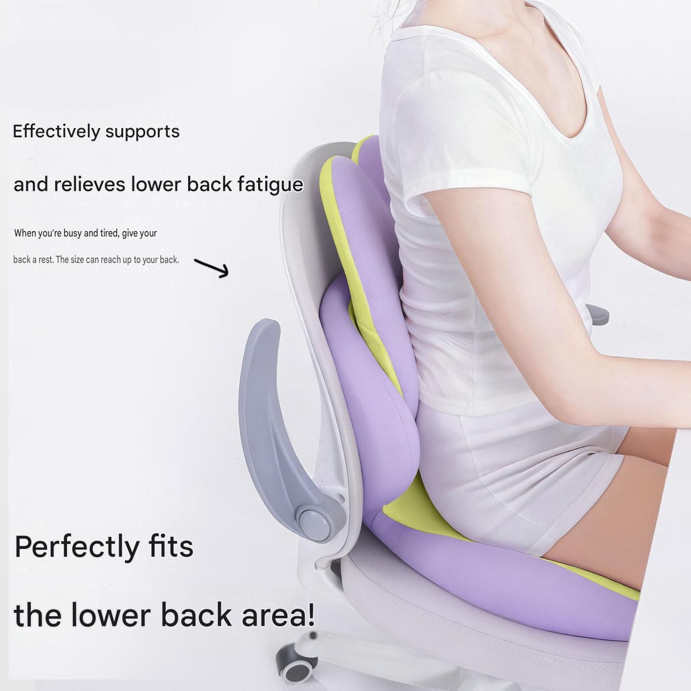 Blue Ergonomic Memory Foam Seat Cushion with Lumbar Support - Integrated Backrest Design, Breathable Hollow Core for Office and Car Use