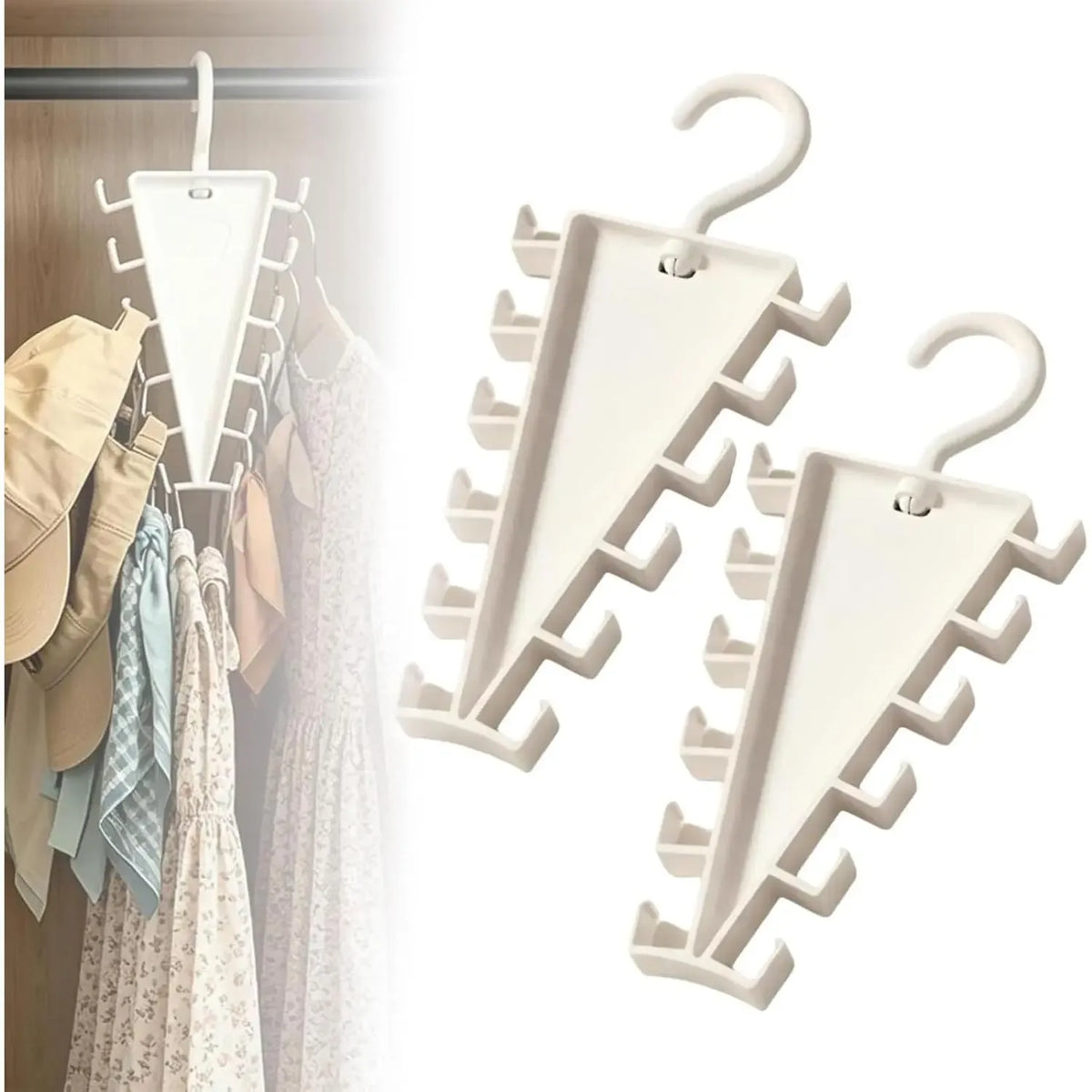 2 Packs Multifunctional V-Shape Rotating Hanger, 12-Hook Space-Saving Closet Organizer for Home & Travel Use
