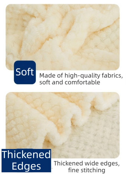 70 x 100cm White Pineapple Grid Plush Blanket - Soft Thick Flannel Jacquard Throw, Fade Resistent & Machine Washable, Lightweight Travel and Spring Summer Bedding