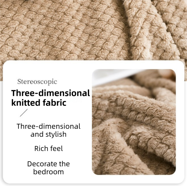200 x 360cm White Pineapple Grid Plush Sofa Blanket for 4 Seater - Soft Thick Flannel Jacquard Throw, Fade Resistent & Machine Washable, Lightweight Travel and Spring Summer Bedding