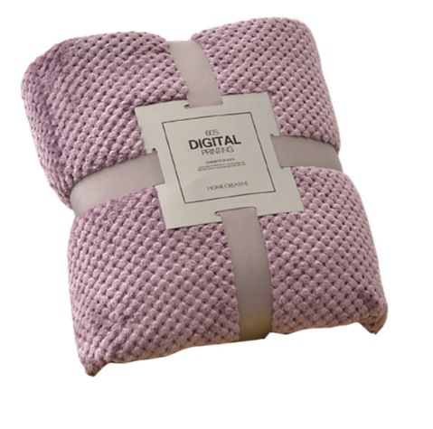 200 x 230cm Mauve Pineapple Grid Plush Sofa Blanket - Soft Thick Flannel Jacquard Throw, Fade Resistent & Machine Washable, Lightweight Travel and Spring Summer Bedding