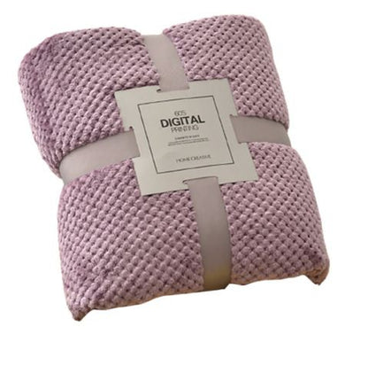 200 x 260cm Mauve Pineapple Grid Plush Sofa Blanket for 2 Seater - Soft Thick Flannel Jacquard Throw, Fade Resistent & Machine Washable, Lightweight Travel and Spring Summer Bedding