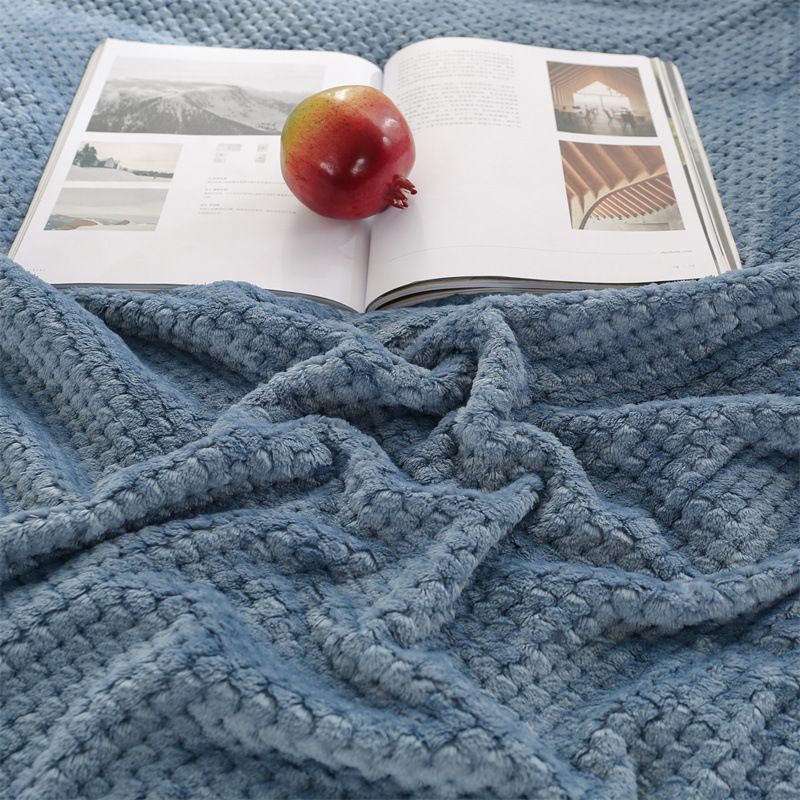 45 x 65cm Blue and Grey Pineapple Grid Plush Blanket - Soft Thick Flannel Jacquard Throw, Fade Resistent & Machine Washable, Lightweight Travel and Spring Summer Bedding