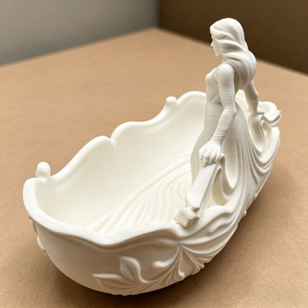 White 18*9*11cm Elegant Lady Dress Shaped Jewelry Tray - Creative Storage Organizer for Rings Necklaces Earrings, Decorative Vanity Tabletop Display Bowl for Bedroom Dresser Entryway