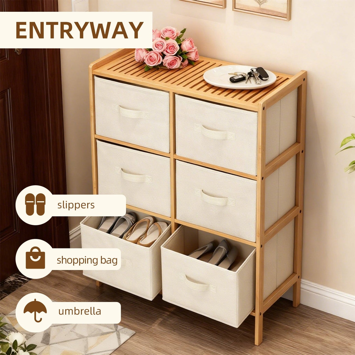 6 Drawer Bamboo Storage Chest